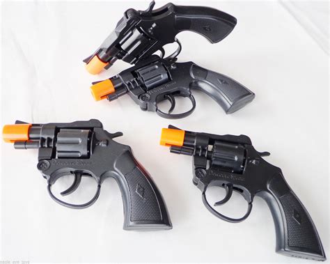 4x Military Police Toy Guns Snub Nosed Revolver Detective Cap Gun Great