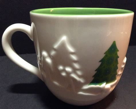Starbucks coffee mug red candy cane handle 2018 holiday christmas mug #starbucks. Starbucks Coffee Mug 2006 Christmas Trees Green White ...