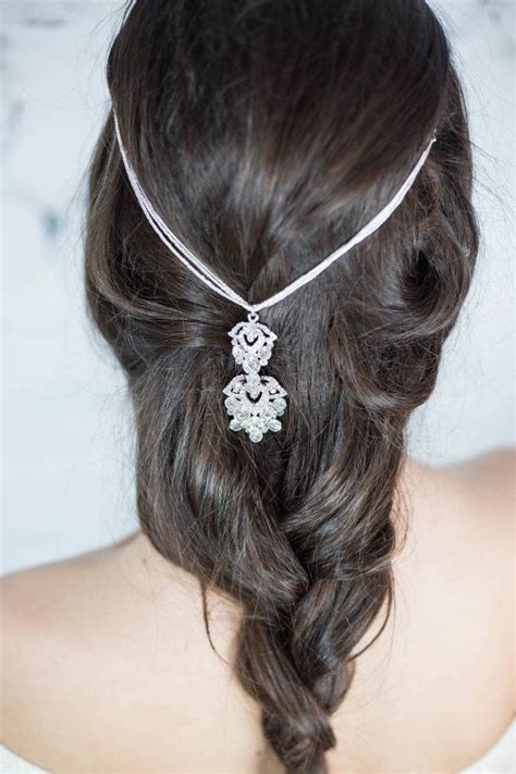Silver Hair Chain For The Bride Chain Bridal Headpiece Etsy