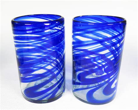 Mexican Glass Blue Swirl Tumb 16 2 Kactusjock