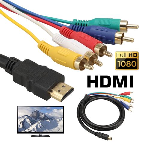 Hdmi To Rca Cable Hdmi To 5 Rca Converter Adapter Cable 1080p Hdmi To