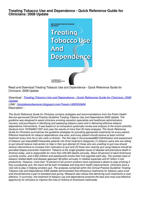 [pdf] Download Ebook Treating Tobacco Use And Dependence Quick Reference Guide Treating