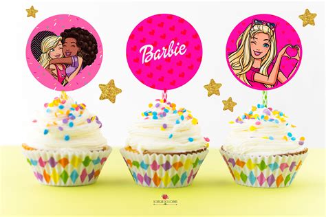 Instant Download Barbie Printable Birthday Cupcake Toppers Etsy