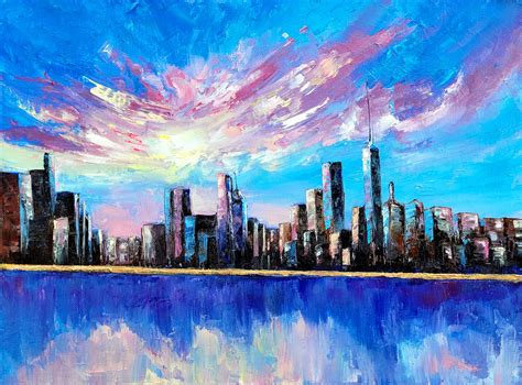 New York City Painting Cityscape Art Original Oil Painting By Etsy