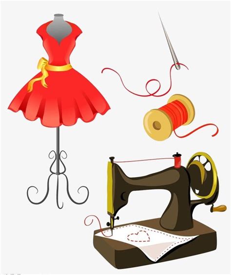 A Sewing Machine With A Red Dress On It