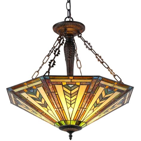 Chloe Lighting Harrison Tiffany Style 3 Light Inverted Ceiling Pendant