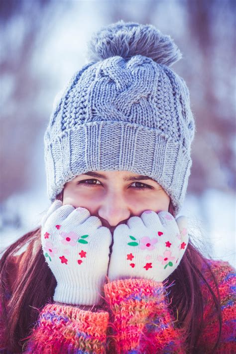 Girl Beauty Portrait Winter Smile Snowflakes 4k Phone Hd Wallpaper