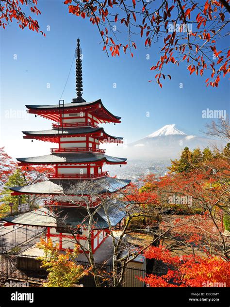 Mt Fuji With Fall Colors In Japan Stock Photo Alamy