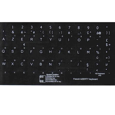 French Azerty Keyboard Stickers Black Online