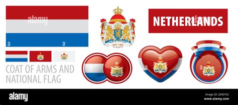 vector set of the coat of arms and national flag of netherlands stock vector image and art alamy