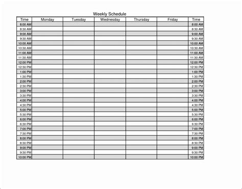10 Microsoft Excel Weekly Schedule Template Excel Templates Excel