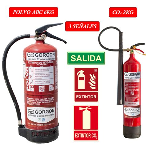 Pack Empresa Extintores 6 Kg Abc Co2 2 Kg SeÑales Y Contrato Gorgon