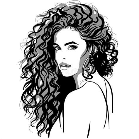 Girl Curly Hair Ink Drawing Stock Illustrations 431 Girl Curly Hair Ink Drawing Stock