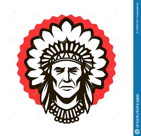 Indian Chief Logo Or Symbol Warrior Mascot Stock Vector Illustration