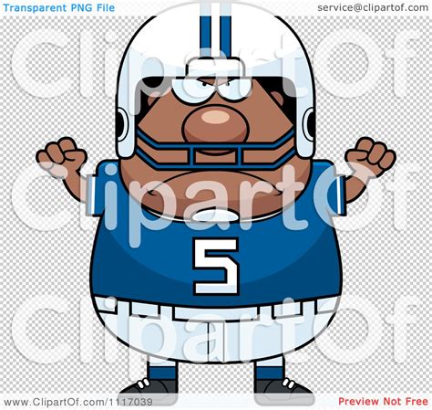 Vector Cartoon Of A Angry Chubby Black Football Player