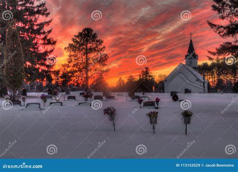 Small Church In Winter At Sunset Stock Image Image Of Rain Rural