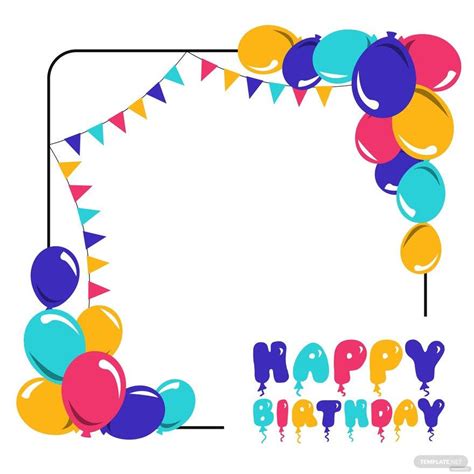 Happy Birthday Balloons Border Vector In Illustrator Svg  Eps