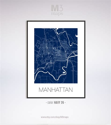 Manhattan Kansas Manhattan Ks Map Manhattan Map Manhattan Etsy