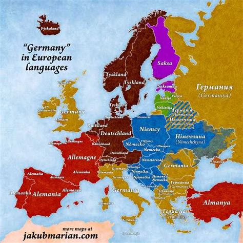 Germany In European Languages Cartografía Europa Y Idiomas
