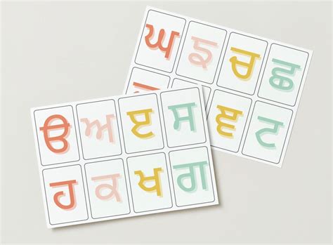 Punjabi Gurmukhi Alphabet Flash Cards Printable Punjabi Etsy