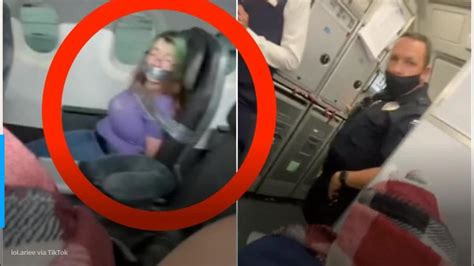 Tiktok Video Shows Allegedly Unruly Woman On American Airlines Plane Duct Taped To Her Seat