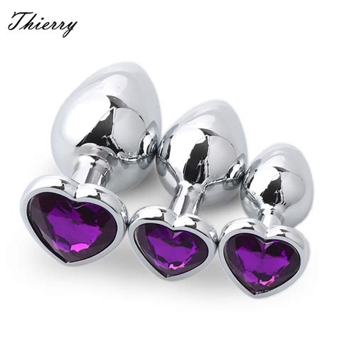 Thierry 3 Pcsset Heart Shaped Crystal Metal Anal Plug Stainless Steel Anal Butt Plug Sex Toys