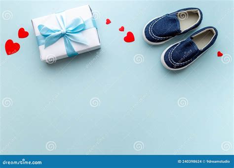 Baby Blue Booties Babyshower Party Background Stock Photo Image Of