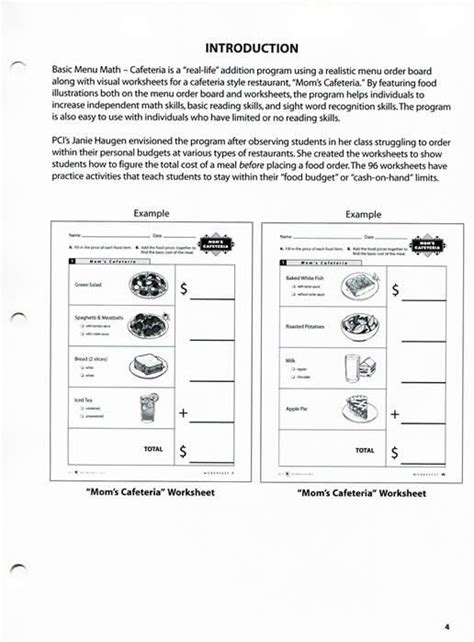Simply print and laminate the menus and task cards, copy recording pages for students and place at a center with appropriate money manipulatives. Menu Math Worksheets Cafeteria Basic Menu Math in 2020 ...