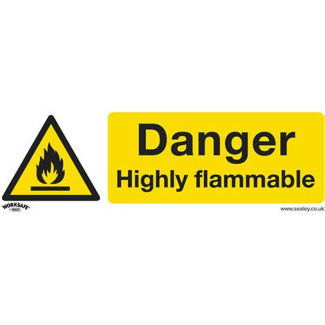 10x DANGER HIGHLY FLAMMABLE Safety Sign Self Adhesive 300 X 100mm Sticker