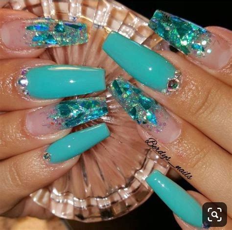 Teal Acrylic Nails Coffin Nails Ombre Purple Nail Art Teal Nails