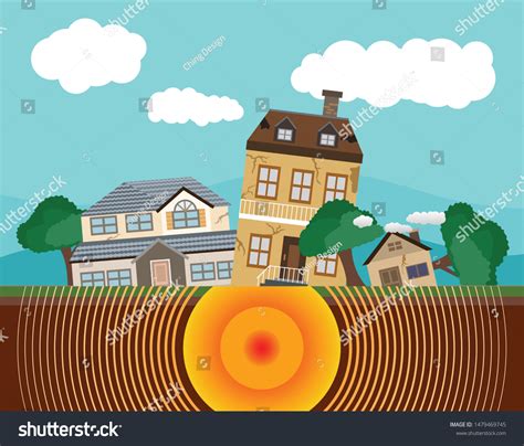 Earthquake Natural Disasters Building Collapse Vector Stock Vector