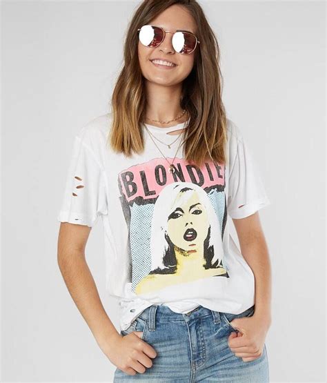 Goodie Two Sleeves Blondie Band T Shirt Womens T Shirts In White Buckle Blondie Band Band