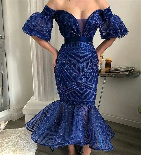 2020 Aso Ebi Styles In 2020 Royal Blue Evening Dress Sequin Evening