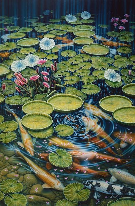 Koi Pond By Larry Taugher Pond Painting Koi Painting Koi Art