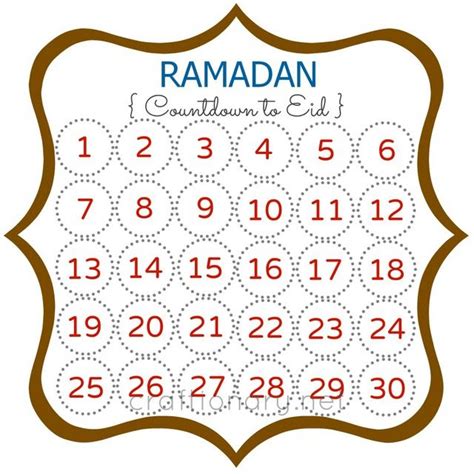 Ramadan Calendar Free Printable Countdown Craftionary Ramadan