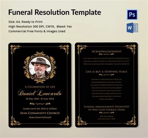 Funeral Resolution Free Download Printable Templates Lab