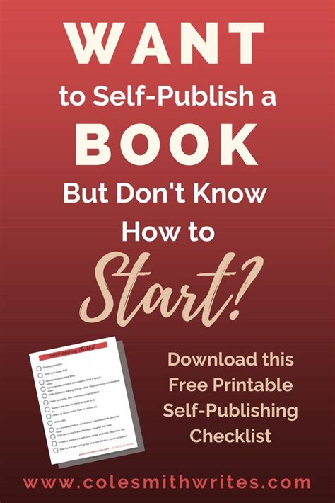 Free Printable Self Publishing Checklist Cole Smith Writes