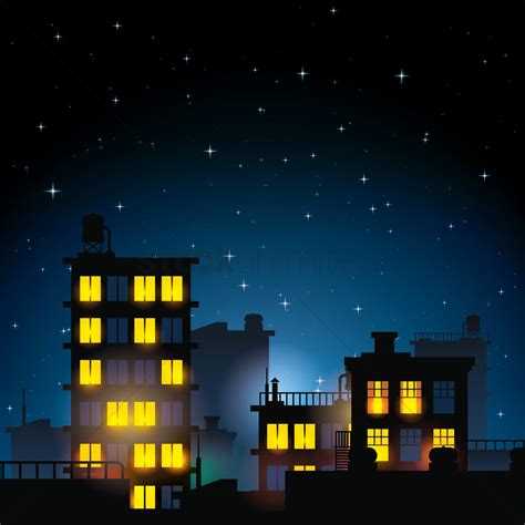Buildings At Night Vector Image 1529665 Stockunlimited