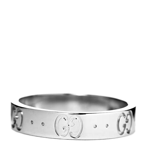 Gucci 18k White Gold 4mm Icon Thin Band Ring 51 575 484867