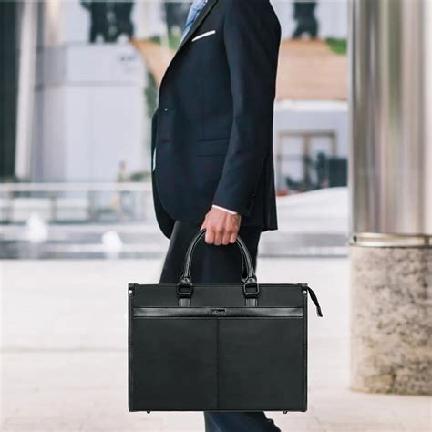 Business Men S Briefcases Synthetic Leather Solid Patchwork Soft Handle
