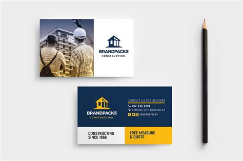 Construction Company Business Card Template In Psd Ai And Vector