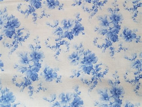 Blue Vintage Style Country Floral Cotton