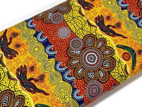 Australian Aboriginal Cotton Quilting Fabric By The Yard Mands Etsy
