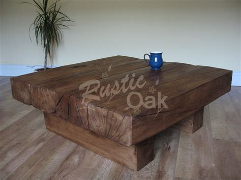 Sadie oak small coffee table. 4 Beam Square Coffee Table - Rustic Oak