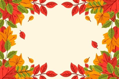 Download Hand Drawn Autumn Leaves Background With Empty