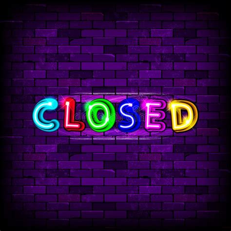 Closed Neon Sign Stock Vector Illustration Of Colorful 15918384
