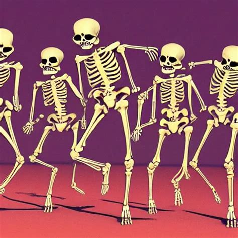 Skeleton Dancing In A Late Night Party Filled With Stable Diffusion