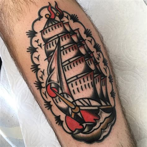 My Traditional Clipper Ship Tattoo Done By Derek Sayeg Genuine