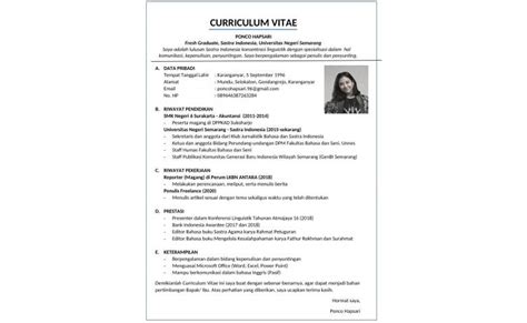 Contoh Cv Mahasiswa Masih Kuliah Contoh Cvku Images And Photos Finder