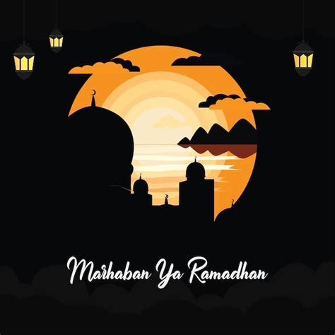 Premium Vector Marhaban Ya Ramadan Vector Illustration With Mosque